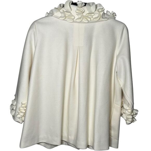 Ali Miles Swing Coat Women Plus Size 1X White Wool A-Line Ruffles Pockets Artsy - Picture 9 of 11